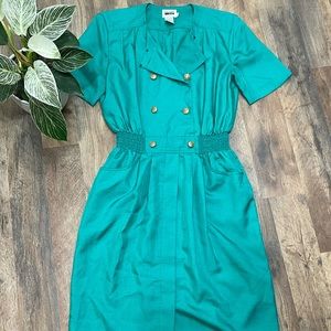 Vintage 80’s Leslie Fay green dress SZ 8